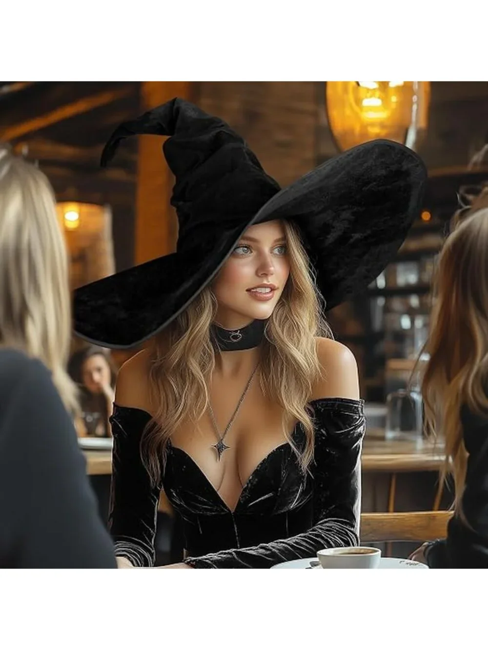 Oversized Ruched Witch Hat for Women, Halloween Costume
